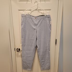 Talbots Women's Light Blue Striped Girlfriend Chino Ankle-Length Pants
